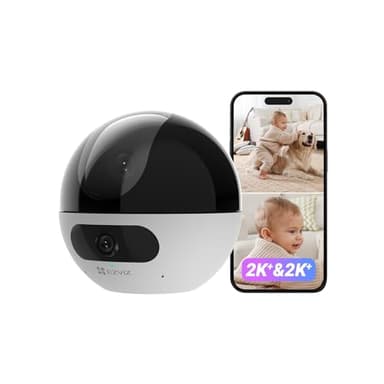 EZVIZ C7 Caméra de Surveillance WiFi Intérieure 4MP à Double Objectif, Caméra de Sécurité 360°, Détection de Personne/Animal, Audio Bidirectionnel, Vision Nocturne, Mode Patrouille/Confidentialité