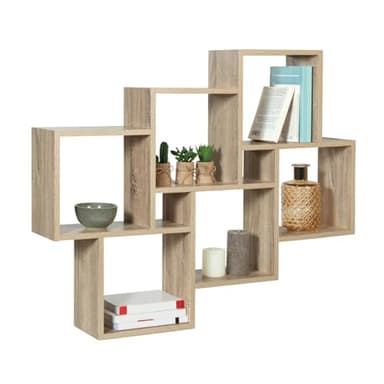 IDMarket - Etagère Murale Double Position Lucas Bois façon hêtre
