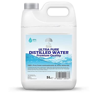Eau distillée 100% pure - pour PPC, fer, humidificateur, nettoyage, moteurs et plus encore - Fabriquée au Royaume-Uni (5 litres)