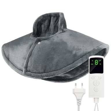 Coussin Chauffant Cervicales, Chauffe cou Cervicales Épaules Réglage de la Température à 9 Niveaux et Réglage de la Durée à 4 Niveaux, Cape Chauffante Amovible et Lavable
