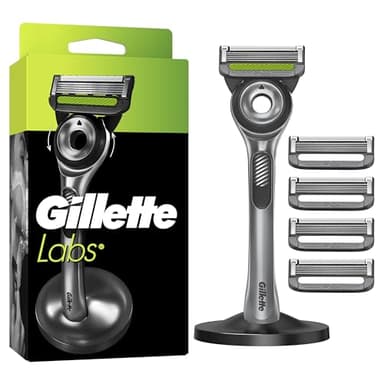 GilletteLabs Avec Barre Exfoliante, Rasoir Pour Homme De Gillette, 1 Manche, 5 Recharges De Lames, Comprend Un Support Magnétique Premium