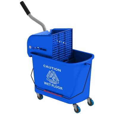 HOMCOM Chariot de Nettoyage Lavage Seau de ménage 20 L avec essoreur et séparateur Eau Sale Propre Bleu 60L x 27l x 70,5H cm