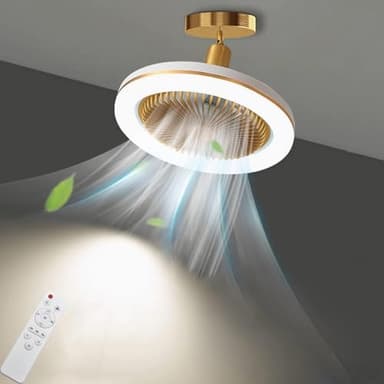 LANMOU Silencieux Ventilateur Plafond avec Lumiere, 30W Plafonnier Ventilateur avec Telecommande, Douille E27, 3 Vitesses, 3 Couleurs Dimmable, Lustre Ventilateurs de plafond Pour Chambre Cuisine Loft