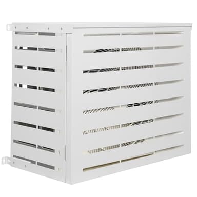 IDMarket - Cache climatiseur en métal blanc protection unité extérieur 95 x 50 x 80 cm