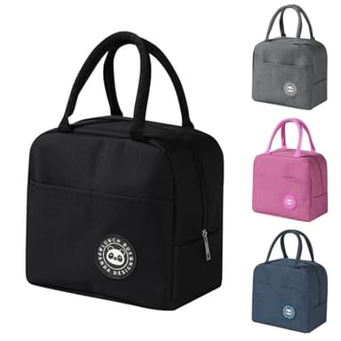 Ruucy Sac Isotherme Repas, Petit Sac Lunch Box Étanches, Sac Glaciere Imperméable en Feuille d'Aluminium, 5L Sac Lunch Isotherme pour Femmes, Hommes, Enfants, École e Bureau (Noir)