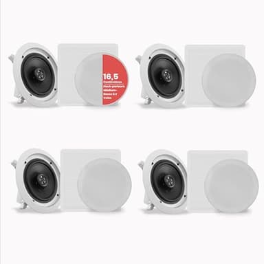 Pyle Système d’Enceinte Plafond Bluetooth 16,5 cm, Système d’Enceinte Plafond/Murale 2 Voies avec Connexions Rapides, Grilles Rondes/Carrées, Amplificateur 4 Canaux, 200 Watts, Haut Parleur Bluetooth