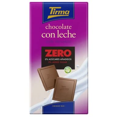 Tirma Zéro Sans Sucre Ajouté Barre de Chocolat au Lait 125g | Convient aux Diabétiques | Chocolat Sans Gluten | Collation Sans Sucres Ajoutés | Végétarien | Ingrédients Naturels