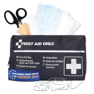 First Aid Only Trousse de secours pour voiture DIN 13164 | Sac d'urgence pour voiture et moto | P-10019