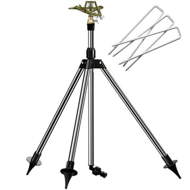 GARDEBRUK® Arroseur Automatique impulsions télescopique Irrigation Max. 24m 360° Embout pulvérisation Sprinkler trépied système Irrigation Jardin