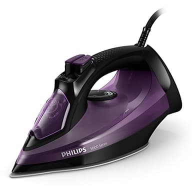 Philips fer à repasser Série 5000 - Puissance Fer à Vapeur 2400W, Effet Pressing 180 g, Débit Vapeur Continue 45 g/min, Semelle SteamGlide Plus Anti-Rayures, Réservoir 320ml, Noir (DST5030/80)