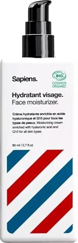 Sapiens Crème Hydratante Visage & Barbe Homme 80 ml - Crème Hydratante 2 en 1 Soin Visage et Barbe Homme - Hydratant Visage à l'Acide hyaluronique - Anti Ride, Anti Cerne - Tous Types de Peaux