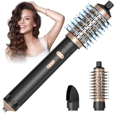 HyAdierTech Brosse Soufflante Rotative, Air Styler 800W, Seche Cheveux Ionique, Brosse Chauffante 3 en 1, Fer a Boucler 38/50mm, 2 Vitesse/2 Température, Brosse Lissante pour Lisser, Sécher, Boucler