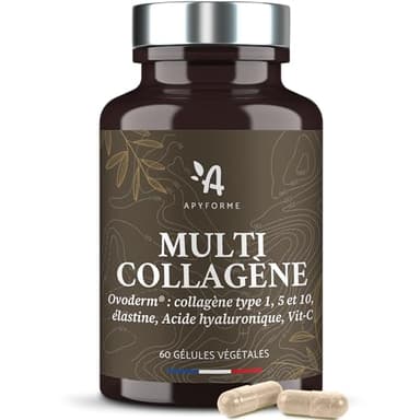 Collagène Breveté + Acide Hyaluronique - 3 Brevets et 16 Études Cliniques - 60 Gél - Fabriqué en France par Apyforme