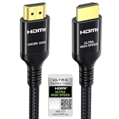 Etseinri Câble HDMI 2.1 3M, Certifié 10K 8K 4K Câble HDMI® Ultra Haute Vitesse 4K 240Hz 165Hz 120Hz 8K 60Hz 48Gbps HDCP 2.3 Dolby Atmos Vision eARC HDR pour PC Moniteurs Gaming TV Soundbar