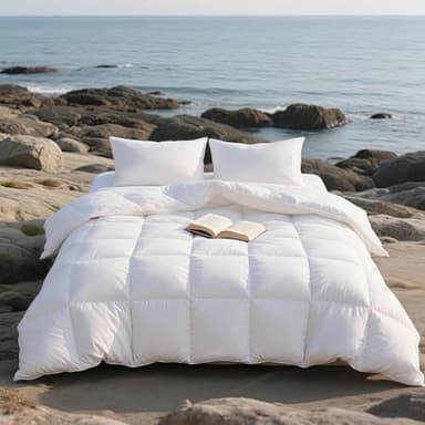 APSMILE Couette 240x260 4 Saisons 100% Plumes et Duvet Moelleux, Couette 240x260 Tempérée 100% Coton Bio, Edredon Ultra Gonflante, pour Les Personnes Allergiques, Ökotex & RDS