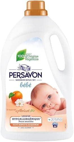 Persavon - Lessive Bébé, à l'Extrait d'Abricot BIO, Hypoallergénique, Peaux Sensibles, Sans Colorant - 2000 ml