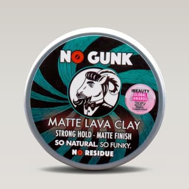NO GUNK Argile Pâte Cire Coiffante Bio 100% Naturelle pour Cheveux Homme - Tenue Forte - Effet Mat - Matte Lava Clay (Original, 50g)