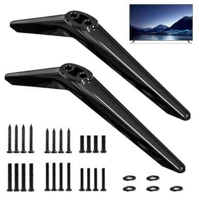 Pied TV Universel pour TCL Support TV pour la Plupart des Supports TV de 32/40/49/50/55 Pouces Pieds de Meuble TV Noirs Compatible avec Sharp, Samsung, LG et Hisense avec Vis Installation Facile