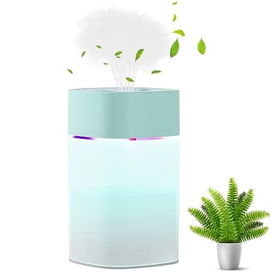 Humidificateur, Humidificateur d'air, 400 ml, super silencieux, Arrêt Automatique et Veilleuse Colorée, Mini USB Humidificateur Portable pour Auto Maison Bureau Chambre