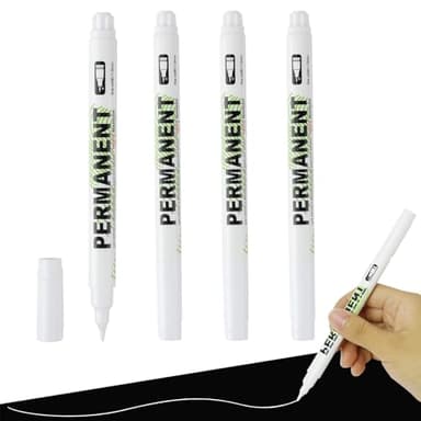 Stylo Blanc Indelibile, 4 Pièces Marqueur Permanent Blanc Pointe Fine 1,0 mm, Feutre Acrylique Imperméable, Marqueur D'extérieur pour Bois, Pierre, Métal, Cuir, Pierre, Céramique, Plastique