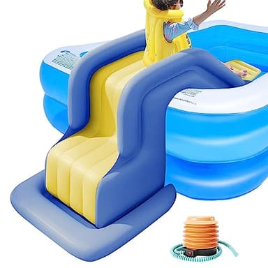 Toboggan Piscine Gonflable, Compact Gonflable Glissement de Piscine, Remplissage d'eau Anti-Tipping Parc Aquatique Diapositives de La Piscine, pour Extérieur Intérieur Jardin Arrière-Cour(Gris)
