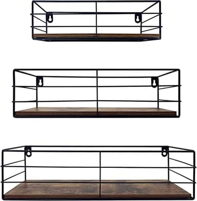 EYMPEU Étagère Murale Noir Lot de 3, Étagère Flottante pour Chambre, Cuisine et Salle de Bain