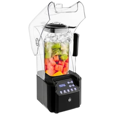 Machine à Smoothie Insonorisée 2L Smoothie Blender Machine à Smoothie Autonettoyante Mixeur Professionnel de Comptoir Avec Clavier Numérique étanche Machine à Glaçons Noir