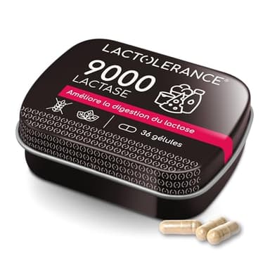 LACTOLERANCE 9000 I 36 gélules de Lactase I Traite l'intolérance au lactose sévère | Améliore la digestion du lactose | Format pocket | Prise à la demande - Protection 1h | Sans additif