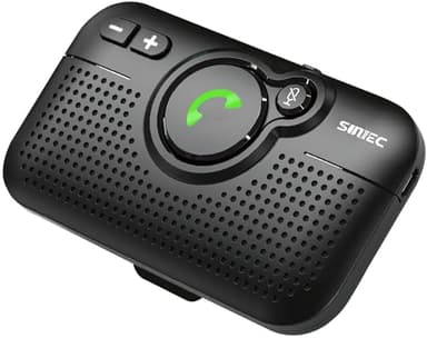 SUNITEC Kit Main Libre Voiture Bluetooth 5.0,Haut-Parleur 3W Intégré,Prise en Charge de Siri,Activation Automatique,Voice Navigation,Musique,Connexion Simultanée de 2 Téléphones,avec Clip de Visière