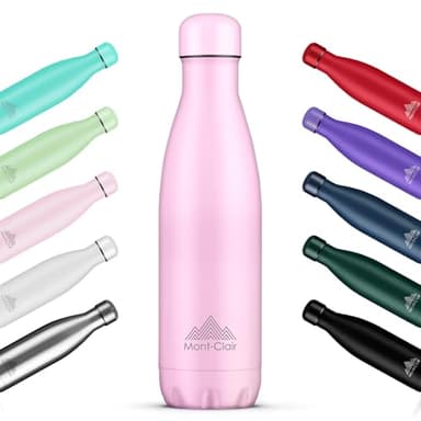 Mont-Clair l'O Gourde isotherme - Bouteille isotherme sans BPA - Gourde inox 500ML, 24h froid & 12h chaud - Bouteille d'eau en acier - 500ML, Rose