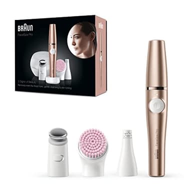 Braun Epilateur Visage Pour Femme FaceSpa Pro SE921, Epilation Tout-en-Un, Démaquillage Avec Une Brosse Nettoyante Pour Les Peaux Sensibles Et Tête Raffermissante, Appareil Soins Du Visage Portable