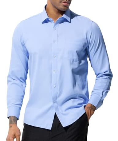 Casey Kevin Chemise Homme Manches Longues Chemise Habillées Business Boutonnées Chemises Casual avec Poche Regular Fit