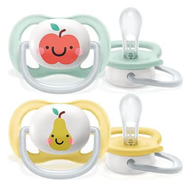 Philips Avent Sucette ultra air, pour 0 à 6 mois, orthodontique et 0% BPA, 2 pièces, avec boîtier de stérilisation et de transport, SCF080/17