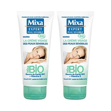 Mixa BIO - La Crème Visage Des Peaux Sensibles - 100 ml - Lot de 2