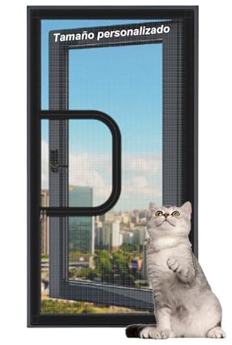 Yuly Moustiquaire sur Mesure pour Fenêtre,Filet de Protection pour Chat avec Fermeture éclair,Filets de Sécurité pour Chats,Moustiquaire Anti-Moustiques,Air Frais,Auto-Adhésif