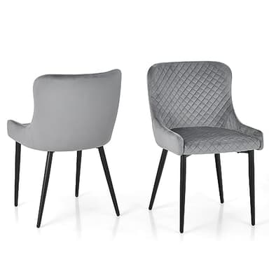 HOMASIS Lot de 2 chaises de salle à manger en velours avec dossier et assise rembourrée, chaise rembourrée en mousse et cadre en métal, hauteur d'assise 50 cm à 150 kg, pour cuisine, salle à manger,