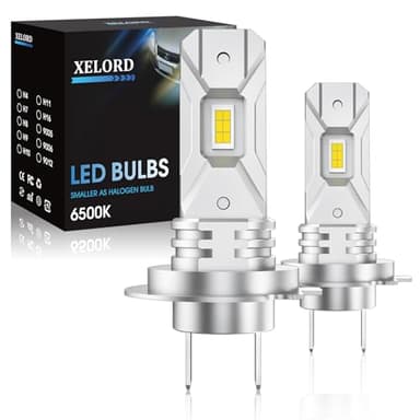 XELORD Ampoules LED H7 Voiture 50W 10000LM 6500K Blanc Froid - +300% vs Halogènes,Plug and Play,2 Pièces