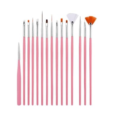 SanKristo Ensemble de 15 Pièces Pinceaux Ongles, Professionnels Kit Pinceau Nail Art Ongles, Stylos Ongles Pinceau Plat Liner Sectoriel pour DIY, Professionnel Kit Pinceau Stylos Ongles