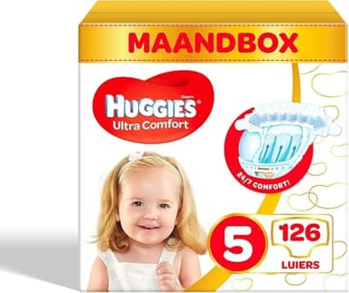 HUGGIES Ultra Comfort - Couches bébé Taille 5 (11kg-25kg) - 3 paquets de 42 couches - ceinture ultra douce - absorbtion rapide - sans parfum - chlore et latex - emballage recyclable