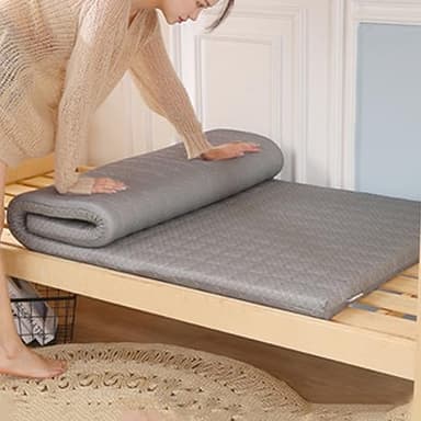 Generic Reine De Surmatelas Ferme De 4cm D'épaisseur,Couvre-Matelas en Mousse Haute Densité avec Housse Lavable Amovible,Surmatelas en Mousse À Mémoire De Forme Complet,Gris,70x190cm/28x75
