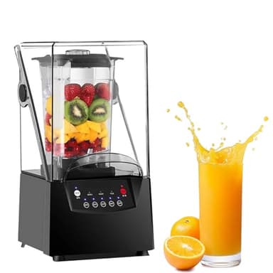 Blender professionnel insonorisé 2200W, 2L grande capacité, 6 lames inox, broyeur glace, fruits congelés, mixeur multifonction pour café, restaurant, cuisine