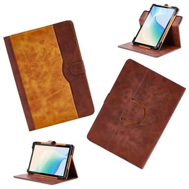 Coque pour Thomson Origin 1010 10.1-Pouces Tablette Coque Etui Case Rotation à 360 degrés Angles de Vue Multiples Socle en Cuir PU Folio Cover Brun