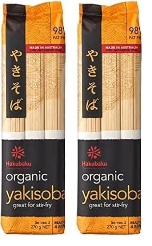 Hakubaku Organic Yakisoba Noodles, Nouilles Japonaises Bio, 270 g (Lot de 2)