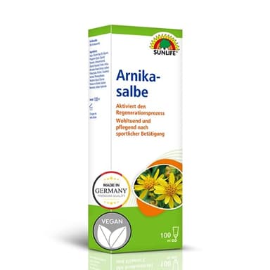 SUNLIFE Pommade à l'arnica - 1 x 100 ml - Pommade apaisante avec extrait d'arnica et vitamine E - Pommade de sport nourrissante pour les muscles - Idéal pour le massage - Pommade relaxante musculaire