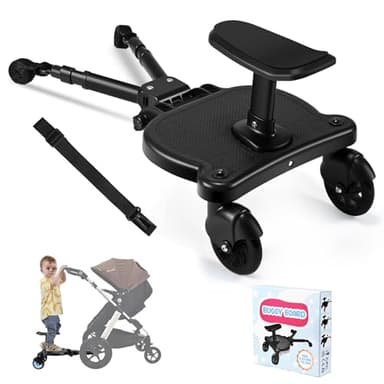 JoyCushy Planche Poussette Universelle, Marche Pied Poussette Universelle avec Siège, Skate Poussette Universelle Compatible Avec 99% des Poussettespour, pour Bébé pour Enfants de 2 à 6 Ans (25KG)