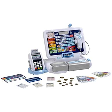 Theo Klein 9324 Caisse enregistreuse électronique avec écran Amovible | avec Scanner, Balance, Terminal de paiement, tiroir-Caisse, etc. | avec Accessoires | pour Enfants à partir de 3 Ans