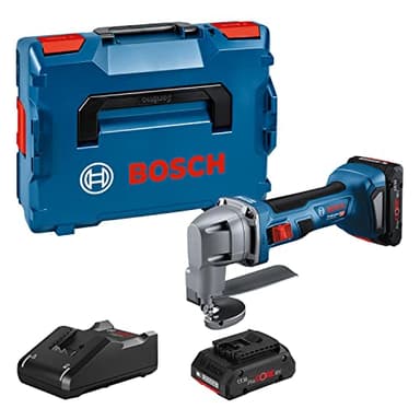 Bosch Professional cisaille à tôle sans-fil GSC 18V-16 E (puissance de 700 W, circonférence de préhension de 156 mm, moteur sans charbon, 2 batteries ProCORE 4.0Ah, chargeur GAL 18V-40, L-BOXX)
