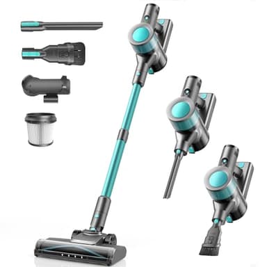 Ziaggnar Aspirateur Balai sans Fil Puissant 45KPa avec Écran LED, 50Min Autonomie, Batterie Rechargeable, Léger et Silencieux 3 en 1 pour Poils d'animaux/Tapis/Sols Durs/Canapé/Voiture