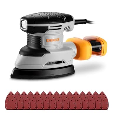 Ponceuse Triangulaire DEKOPRO 180W - Ponceuse Electrique 13000 RPM avec Dépoussiéreur et 15 Abrasifs - Ponceuse Bois Idéale pour Ponçage, Polissage, Travail du Bois - Ponceuse Delta