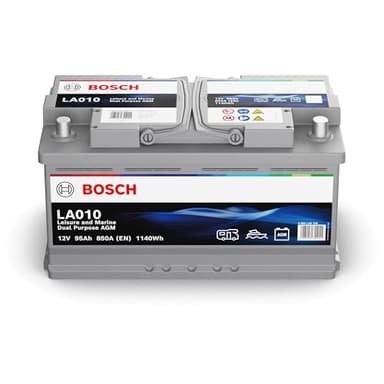 Bosch LA010 - Batterie à décharge lente et de démarrage -[95 Ah 850 A 12 V - Technologie AGM - adaptée aux usages nautiques et de loisirs (camping-car, caravaning, marine…)